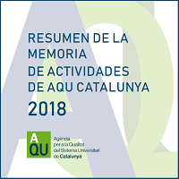 Portada del Resumen de la Memoria de actividades de AQU Catalunya 2018